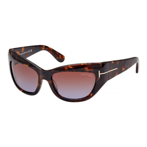 Tom Ford Sunglasses Cat Eye Full Rim, Dark Havana Frame and Brown Gradient Lens FT106552F