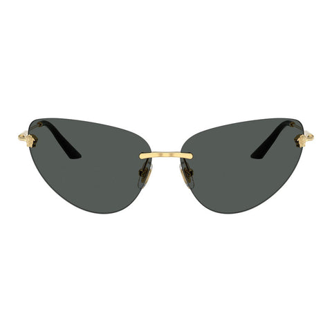 Versace Sunglasses Cat Eye Rimless, Gold Frame and Dark Grey Lens VE22811002/87