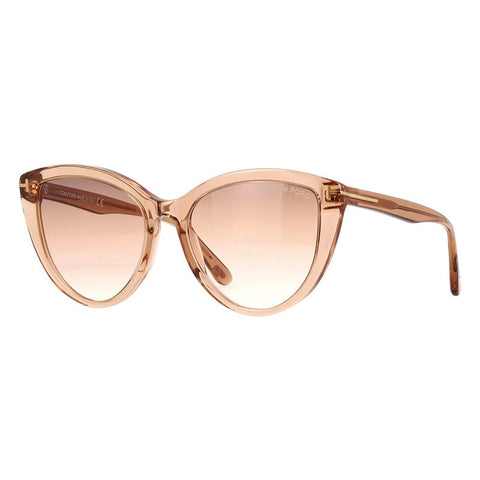 Tom Ford Sunglasses Cat Eye Full Rim, Shiny Light Brown Frame and Gradient Brown Mirror Lens FT091545G