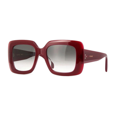 Celine Sunglasses Square Full Rim, Shiny Bordeaux Frame and Smoke Gradient Lens CL40263I69B