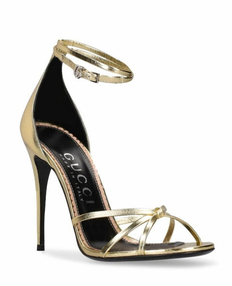 Gucci Metallic Leather Strappy Sandals