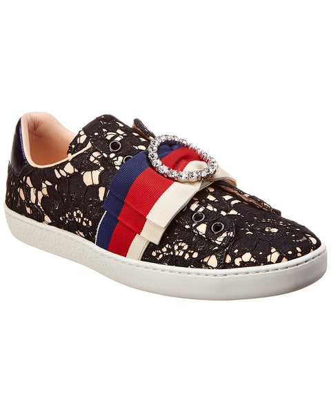 Ace Stripe Flower Leather Sneaker