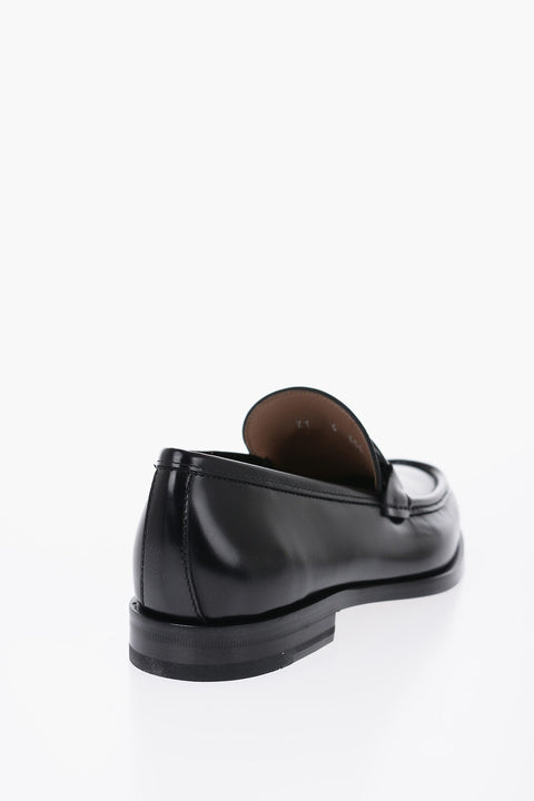 Salvatore Ferragamo Leather ROLO Loafers With Logo Clamps