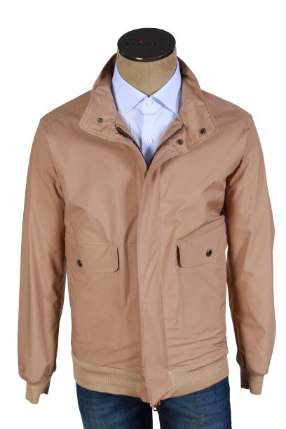 Kired by Kiton Solid Cotton Jacket in Tan